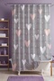 Bathroom Curtain, Gray Pink Hearts Patterned Shower Curtain, Bathtub Curtain 175X200Cm