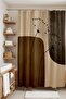 Bathroom Curtain, Brown Dandelion Patterned Shower Curtain, Bathtub Curtain 175X200Cm