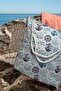 Sea Patterned Zippered Shoulder Strap 45X40 cm Blue Beach Bag - 2