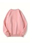 Women's Pink New Rabbits Printed Crew Neck Oversize Sweatshirt - 3