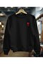 Black Crew Neck a Printed Sweatshirt