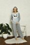 Women's Polka Dot Bottom Fleece Top Winter Pajama Set 02129 - 2