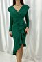 Green Long Sleeve Scuba Fabric Flounce Dress