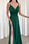 Green Thin Strap Double Breasted Collar Slit Detail Imported Crepe Fabric Maxi Length Dress - 4