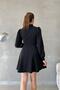 Black Chain Detail Window Collar Imported Crepe Fabric Long Sleeve Dress - 5