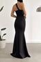 Black Scuba Fabric Cross Collar Strap Fish Dress Evening Dress - 3