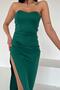 Green Heart Collar Deep Slit Detailed Scuba Fabric Dress - 4