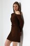 Brown One Shoulder Open Detail Imported Crepe Fabric Long Sleeve Dress - 6