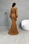 Brown Balloon Sleeve Fish Model Maxi Size Imported Crepe Fabric Dress - 5