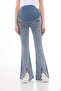Maternity Stretchy Front Slit Spanish Leg Jeans with Elastic Waistband Blue Snow - 5