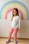 Girl's Tracksuit Set with Lettering Print and Floral Backing, Ages 4-9, Light Gray Melange - 5