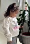 Girl's Sweatshirt Cute Glittery Bunny Printed 1.5-5 Years, Ecru