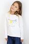 Girl's Long Sleeve T-Shirt with Colorful Lettering and Floral Print, Ages 3-8, Ecru - 3