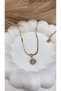 Gold Color Round Zircon Stone Italian Chain Steel Necklace - 2