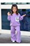 Children's Knitted Detailed 2-Piece Tracksuit Set, Lila Color, Spanish Model - 3