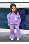 Children's Knitted Detailed 2-Piece Tracksuit Set, Lila Color, Spanish Model