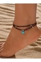 Suede Anklet - Single Turquoise Stone Detailed