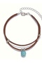 Suede Anklet - Single Turquoise Stone Detailed - 2