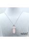 Pink Quartz Natural Stone Pandula Necklace Stainless Steel Chain - 2
