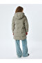 Long Inflatable Coat Hooded Zipper Pocket Detailed Snap Button Water Repellent - 4