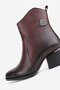 Women's Claret Red Genuine Natural Leather Number 36-41 Thick Heel Boots & Booties - 6