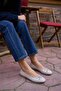 Beige Women's Flat Sole Buckle Ballerinas - 4
