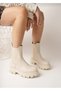Women's Beige Elastic Boots