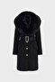 معطف Loreta ذو قصة عادية وقابل للفصل من القطيفة مع حزام 4BGL 041799 Z COAT - 5