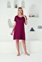 Women's Collar Lace Short Sleeve Plum Plus Size Combed Cotton Nightgown Dress
