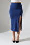 Women's Front Slit Skirt Lycra Midi Length / Women's Midi Length Skirt With Front Slit Lycra - 6