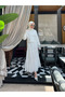 Summer Stone Detailed Long Skirted Fisto Hijab Suit White - 4