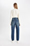 Comfort Mom High Waist Ankle Length Jean Washed Trousers D1403Ax24Wn - 6