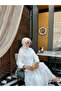 Summer Stone Detailed Long Skirted Fisto Hijab Suit White - 6