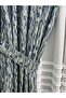 Blue Detailed Aqua Green Floor Background Curtain 1/3 Close Pleat - 5