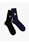 Set of 2 Socks with Geometric Pattern - 2