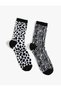 Zebra Patterned Set of 2 Socks Multicolored - 2