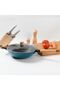 Wok Pan With Handle And Glass Lid 30x8.4cm/4LTR Black/Beige/Blue - 4