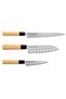 3-Piece Non Stick Katana Knifes Brown/Silver 32.5cm