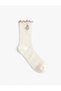 Flower Embroidered Socket Socks with Ruffle Detail - 2