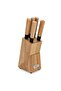 6-Piece Stainless Steel Kitchen Knife Set w/ Wooden Block, Chef Knife, Bread Knife (Brown) - 2