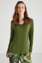 Soft Textured Fabric V-Neck Long Sleeve Women's Pjamas Suit - 4