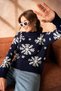 Women's Christmas Themed Soft Textured Long Sleeve Oversize Knitwear Sweater - 2
