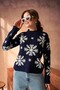Women's Christmas Themed Soft Textured Long Sleeve Oversize Knitwear Sweater - 3