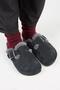 {Zeta 2 Furry) Women's Genuine Leather Belted Buckle Sabo Anthracite Slippers - 2