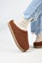 (Orlina) Women's Tedy Sabo Platform Brown Slippers - 5