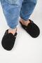 Suzen Women's Genuine Leather Belted Tedy Black Slippers - 6