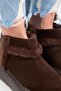 (Azura Mini) Women's Genuine Leather Brown Boots with Fur Inside and Fur Strips - 3