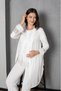 1035 Special Design Maternity 3-Piece Dressing Gown and Pajama Set with Feather Detail on the Sleeve and Lace Detail - 4