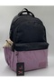 School Bag Satin Waterproof School Backpack 34100 Black-Plum - 2
