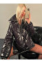Büşra Ayhan Black Shiny Coat/Raincoat - 4